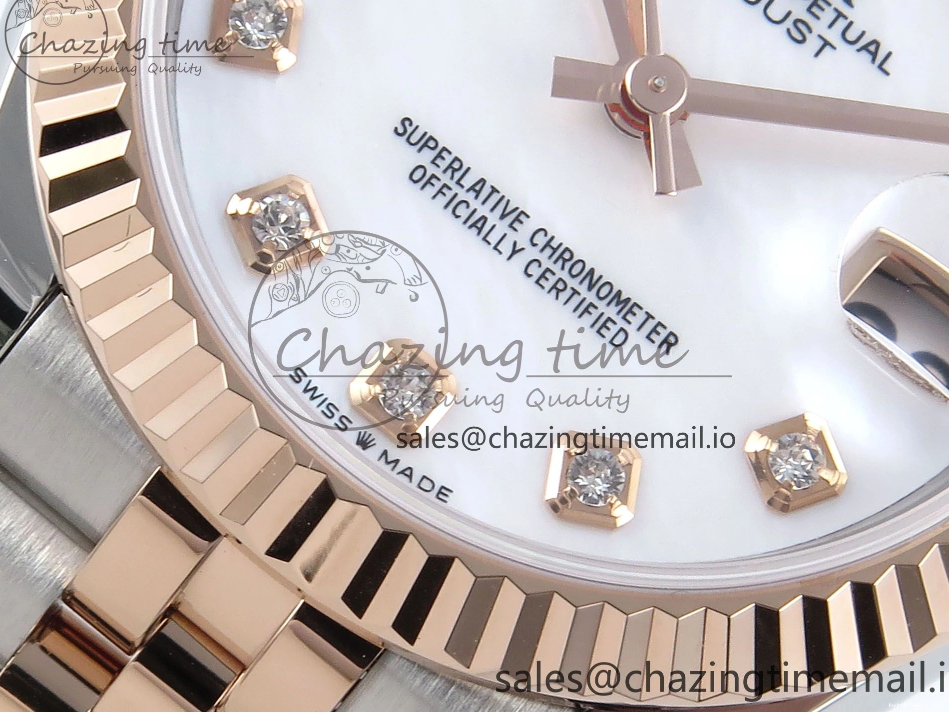 Good Copy Rolex Watches Diamonds QuickDry Best White on 1:1 SS 31 Bracelet MOP 904L Jubilee DateJust ETA Steel ARF 278271 Dial RG 517 Edition 0122